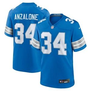 New | Nike Anzalone Detroit lions Football Jersey with Silver Accents | large
